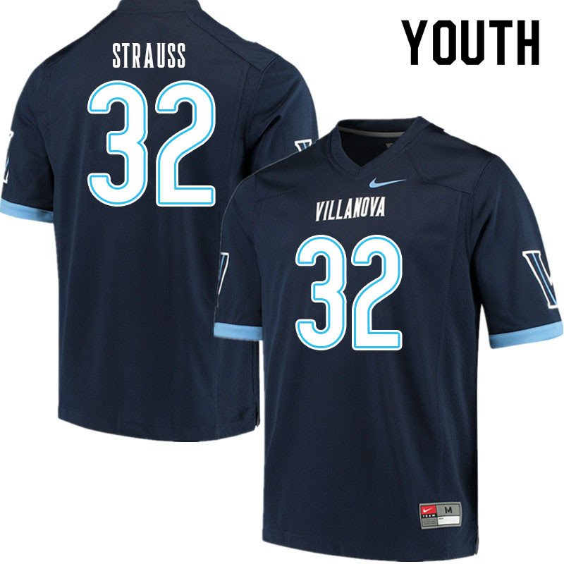 Youth #32 JR Strauss Villanova Wildcats College Football Jerseys Sale-Navy